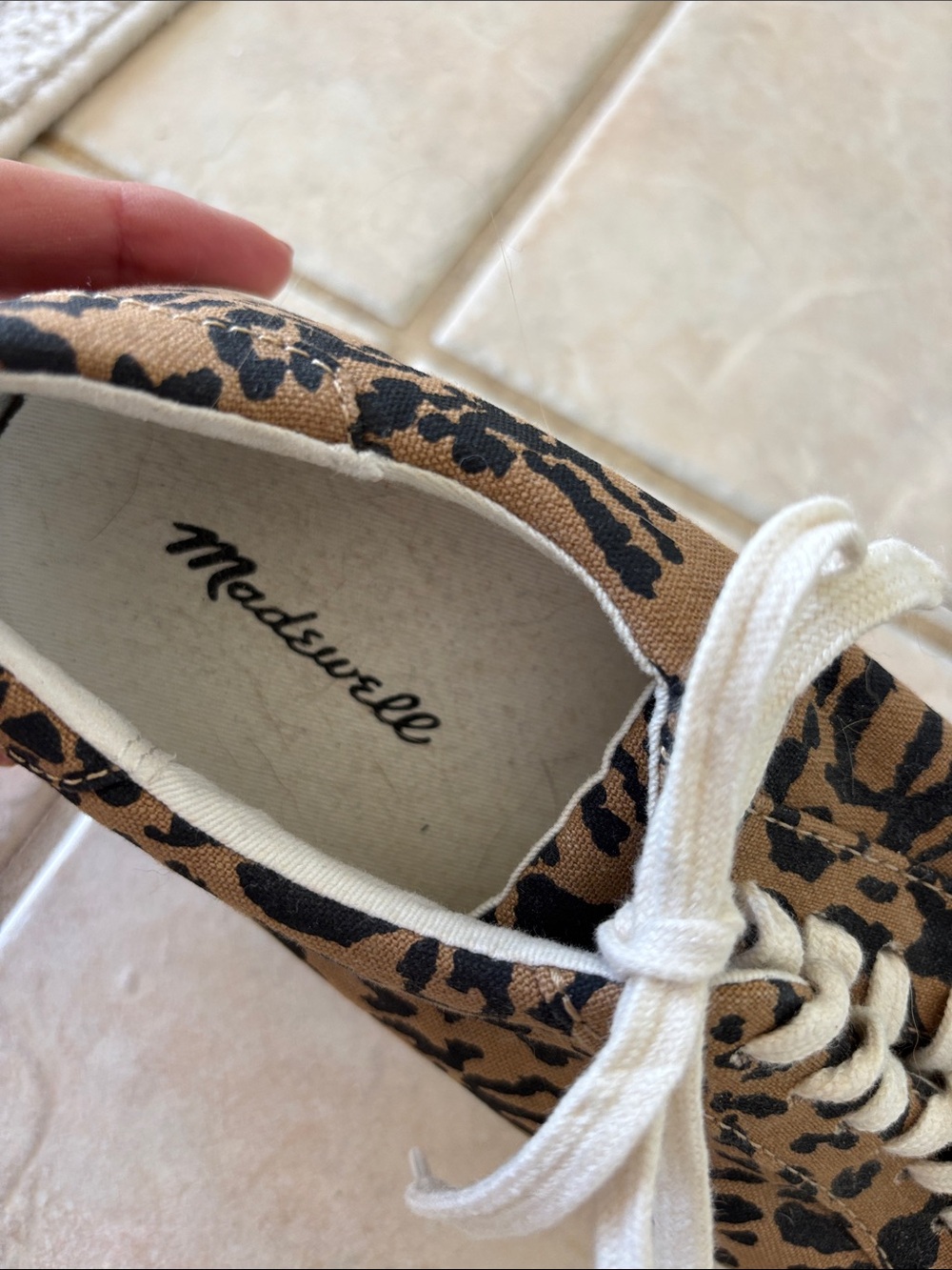 Madewell Leopard-Print Canvas Sneaker in Tan, Black and White